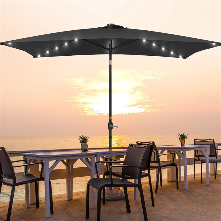 Ombrello da mercato rettangolare illuminato da 10x 6,5FT