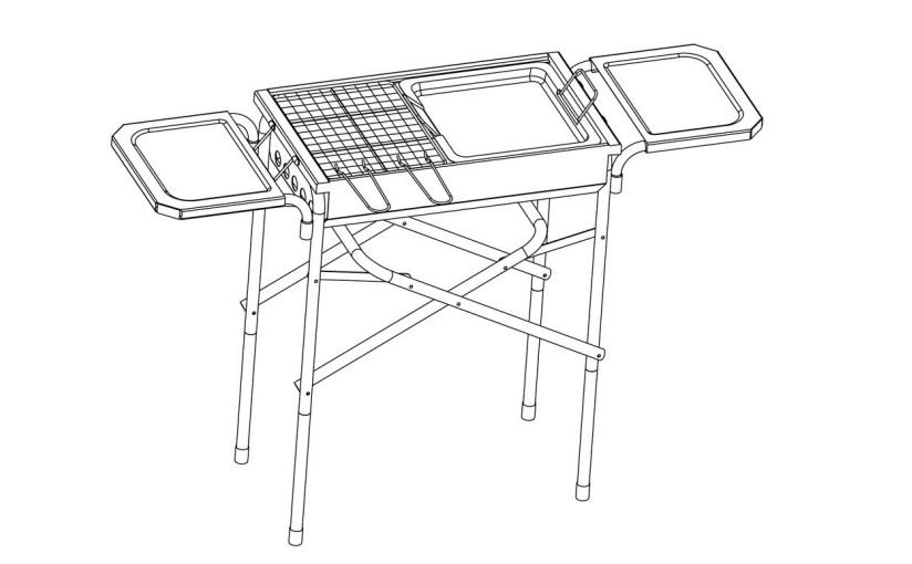 Istruzioni per il montaggio della griglia a carbone portatile da campeggio per barbecue