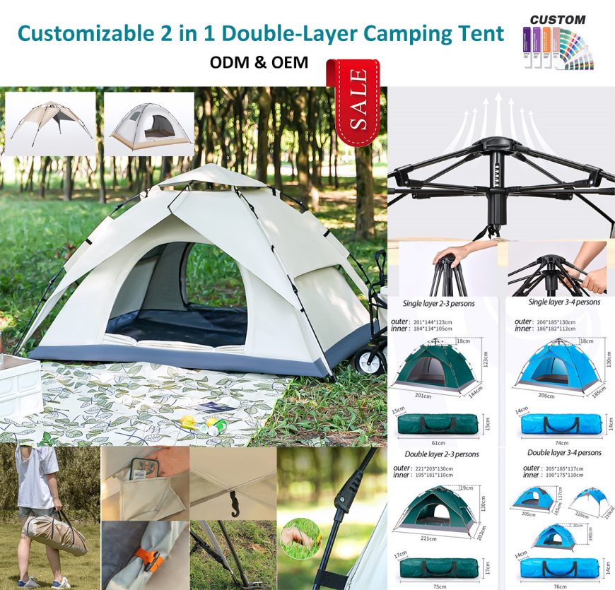 Tenda da campeggio a montaggio rapido che funge anche da tettoia da spiaggia!
