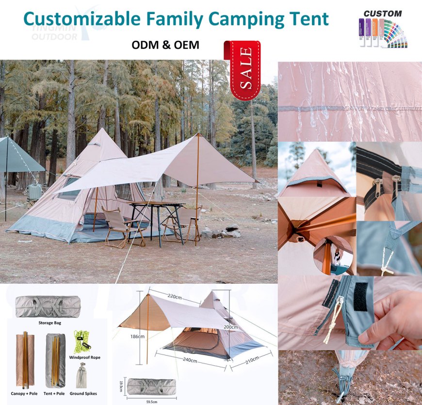 Bella tenda spaziosa per il campeggio di famiglia/gruppo