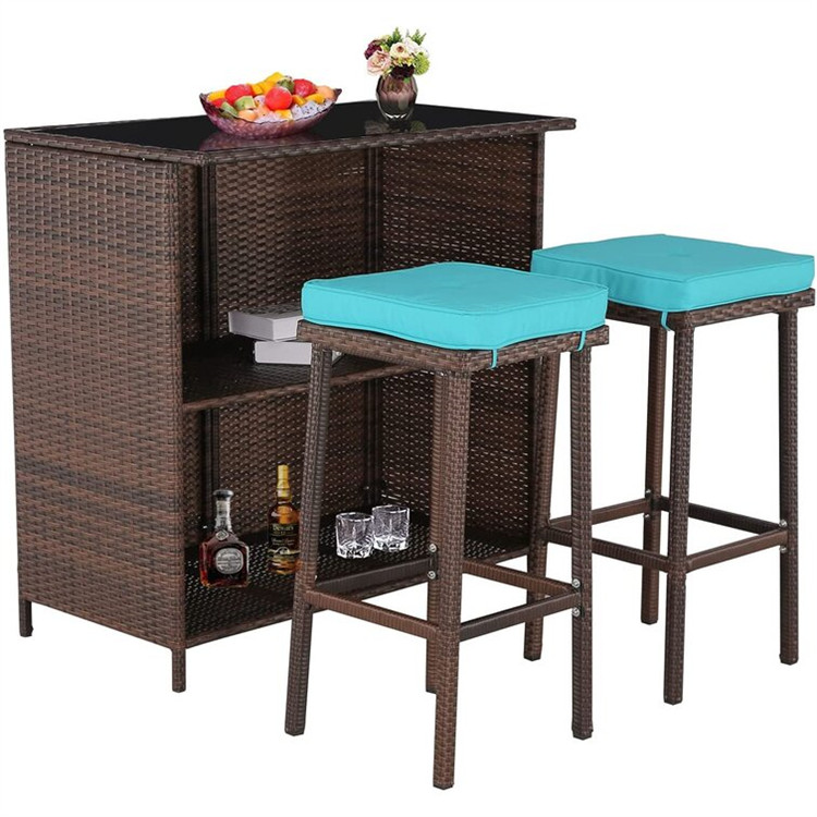 Set da bar in vimini in rattan da 3 pezzi