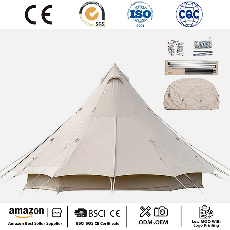 Tenda piramidale in tela di cotone 4 stagioni