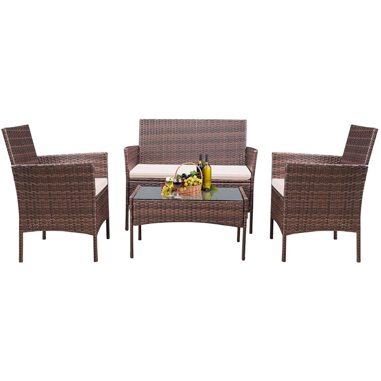 Set di mobili da giardino in rattan 4 pezzi
