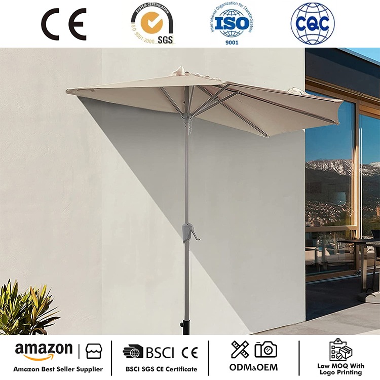 Ombrellone da esterno semicircolare da terrazza da 9 piedi
