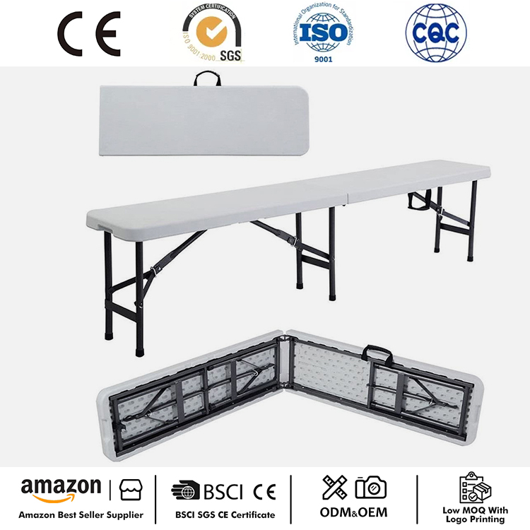 Panca portatile pieghevole in plastica da 6 piedi