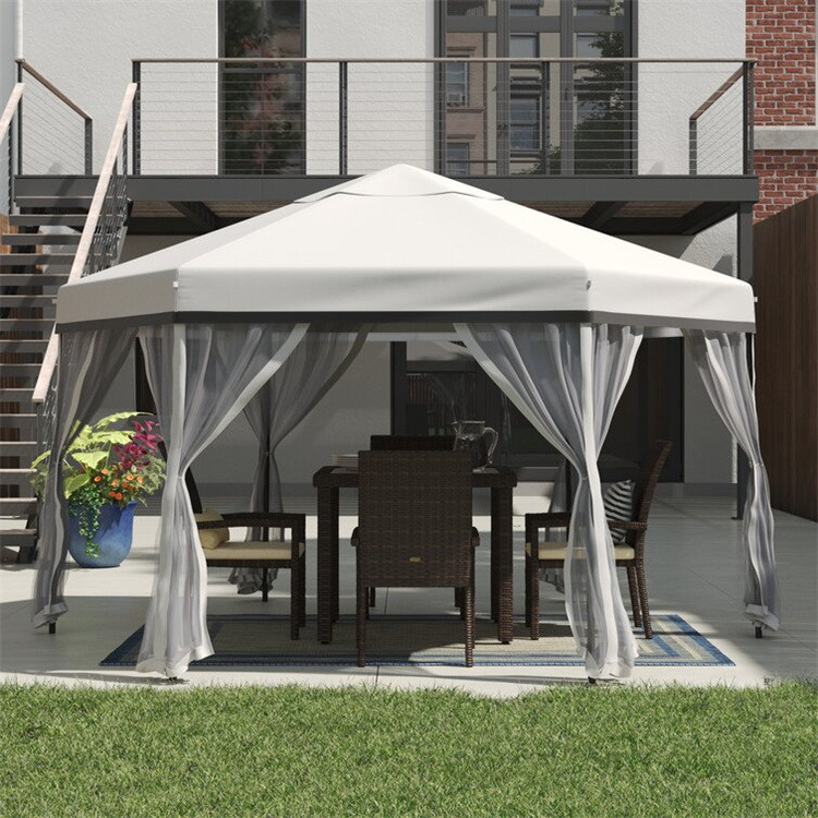 Gazebo esagonale con capote morbida 11 x 11 piedi
