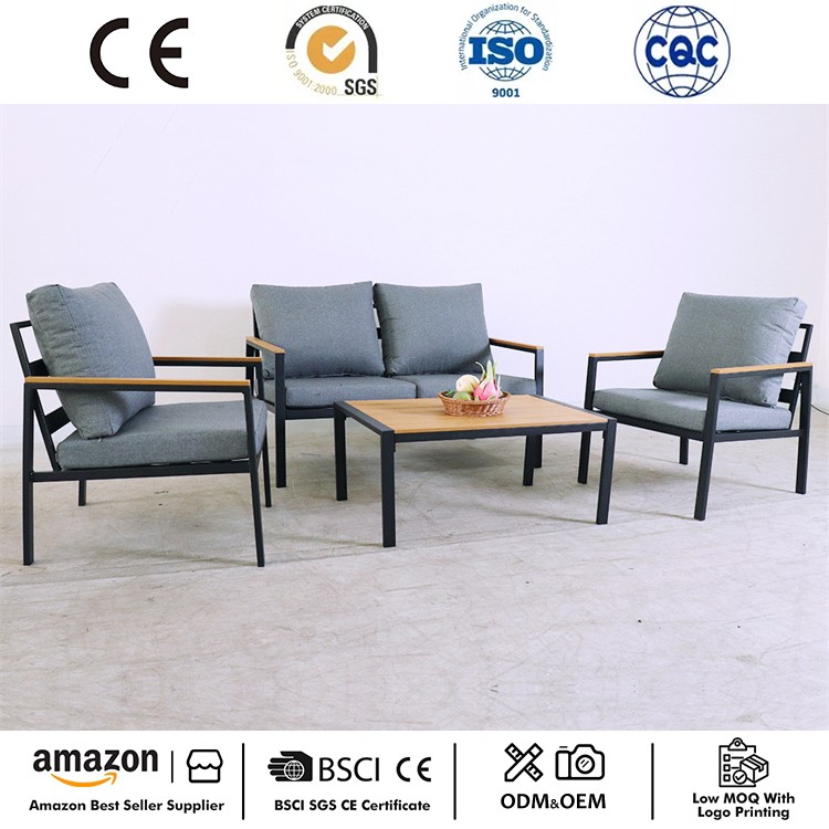 Set da conversazione in acciaio da 4 pezzi per esterni