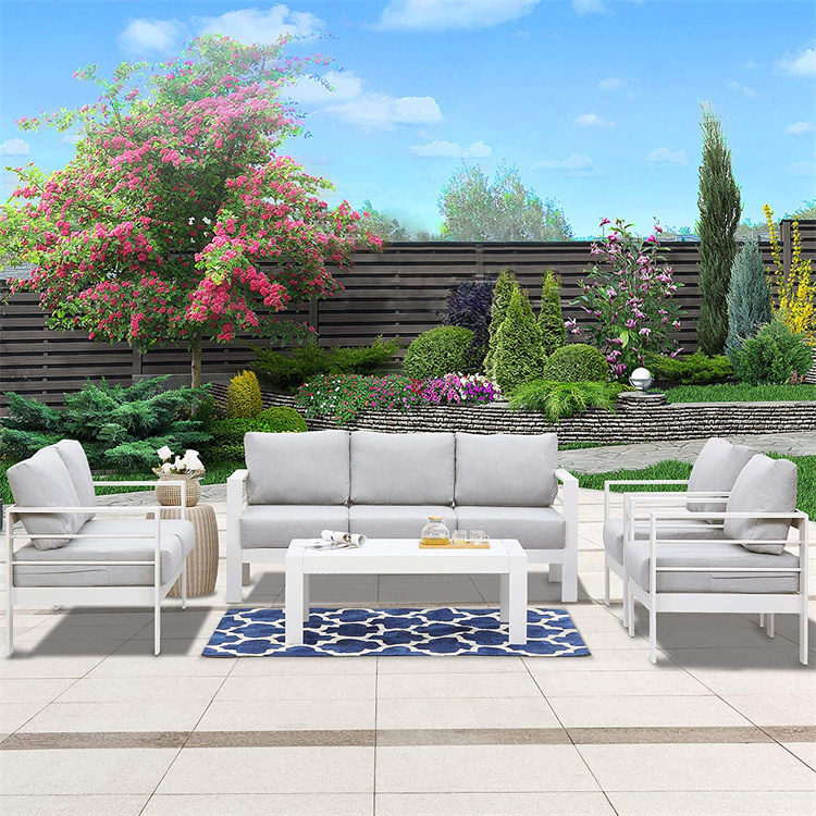Set da 5 pezzi Set da chat per patio in alluminio